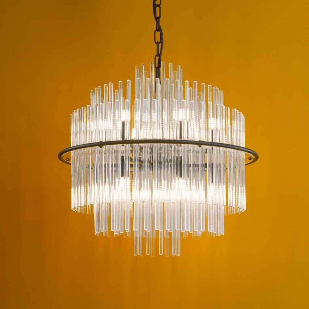 Lukas 13 Light Pendant in Satin Black