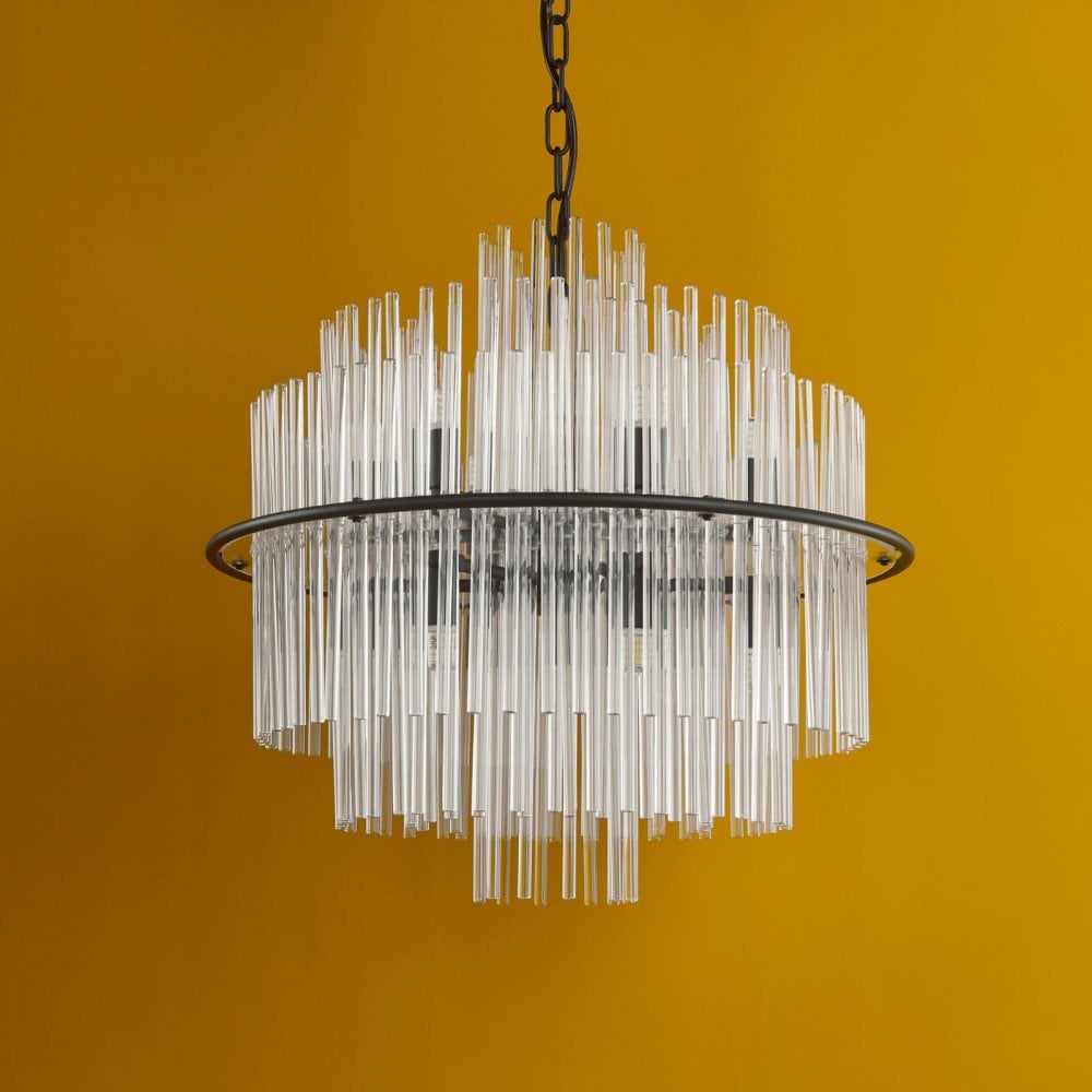Lukas 13 Light Pendant in Satin Black