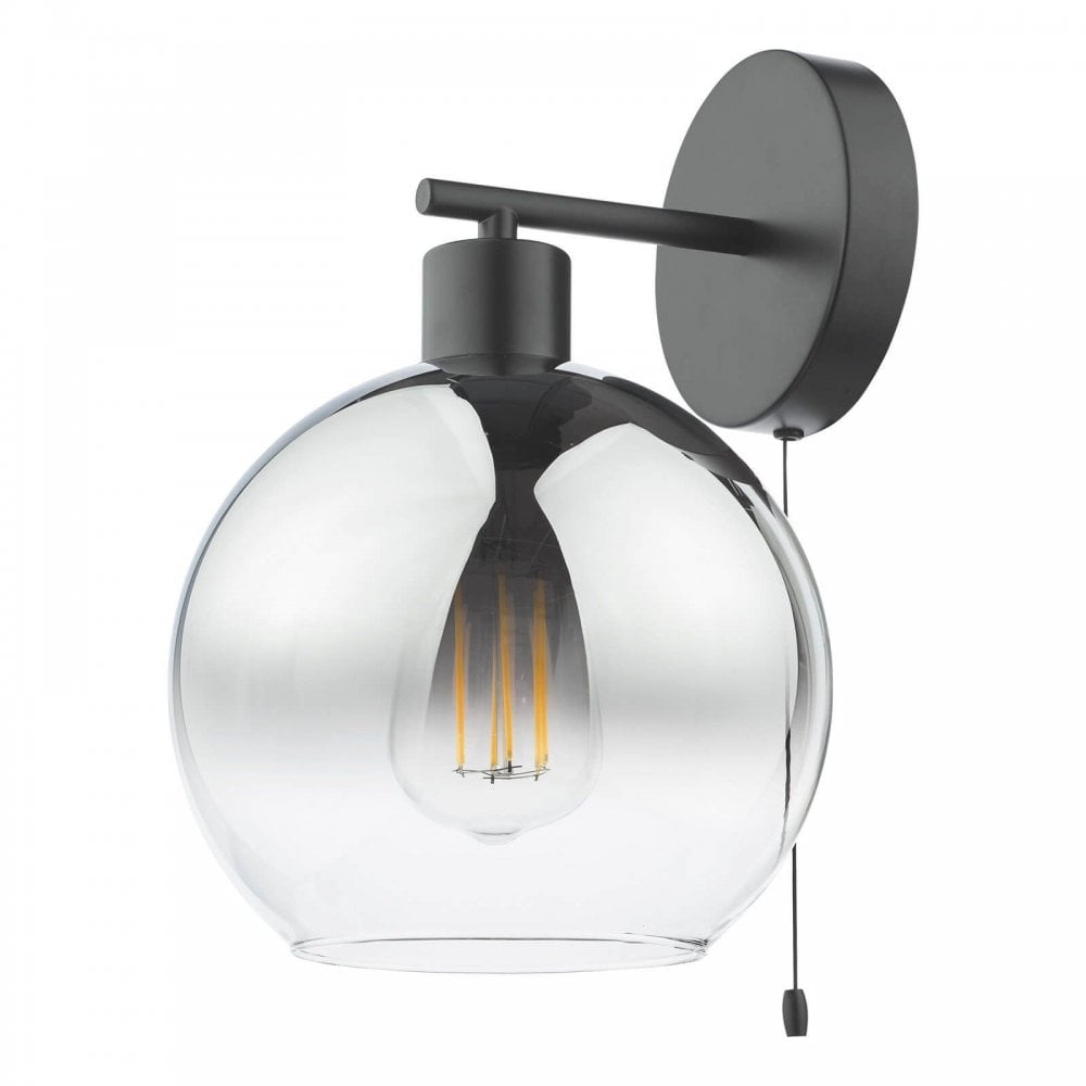Lycia Matt Black & Smoked Ombre Glass Wall Light
