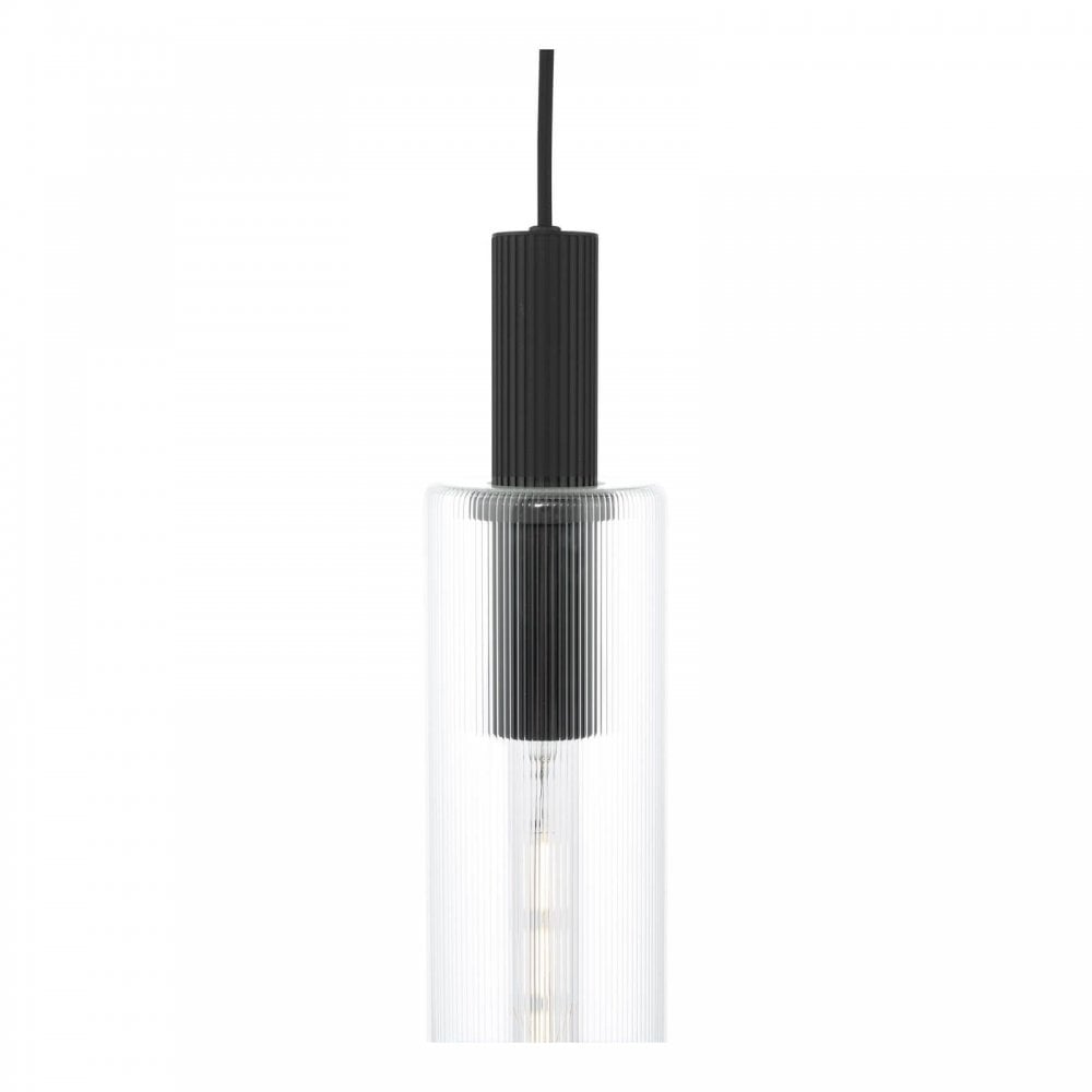 Ruben Satin Black & Ribbed Glass Pendant