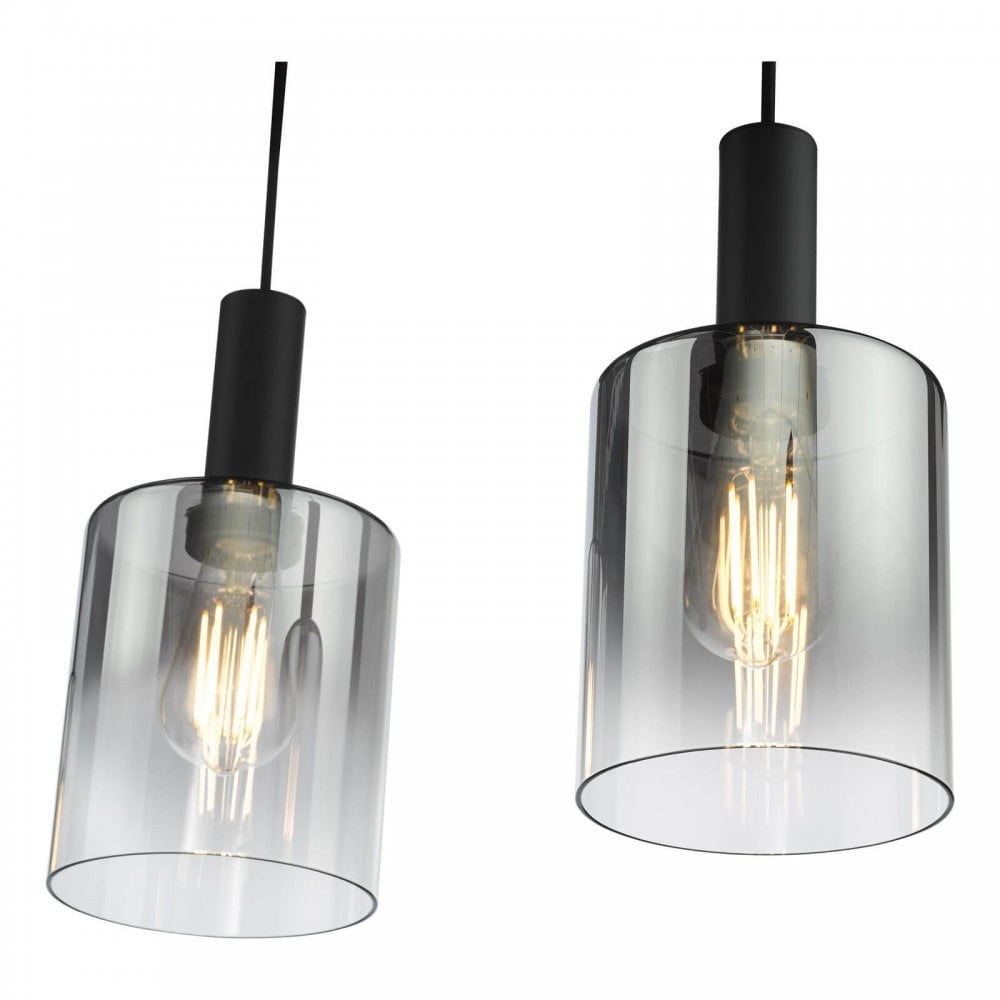 Savannah 4 Light Bar Pendant in Matt Black & Smoked Glass Finish
