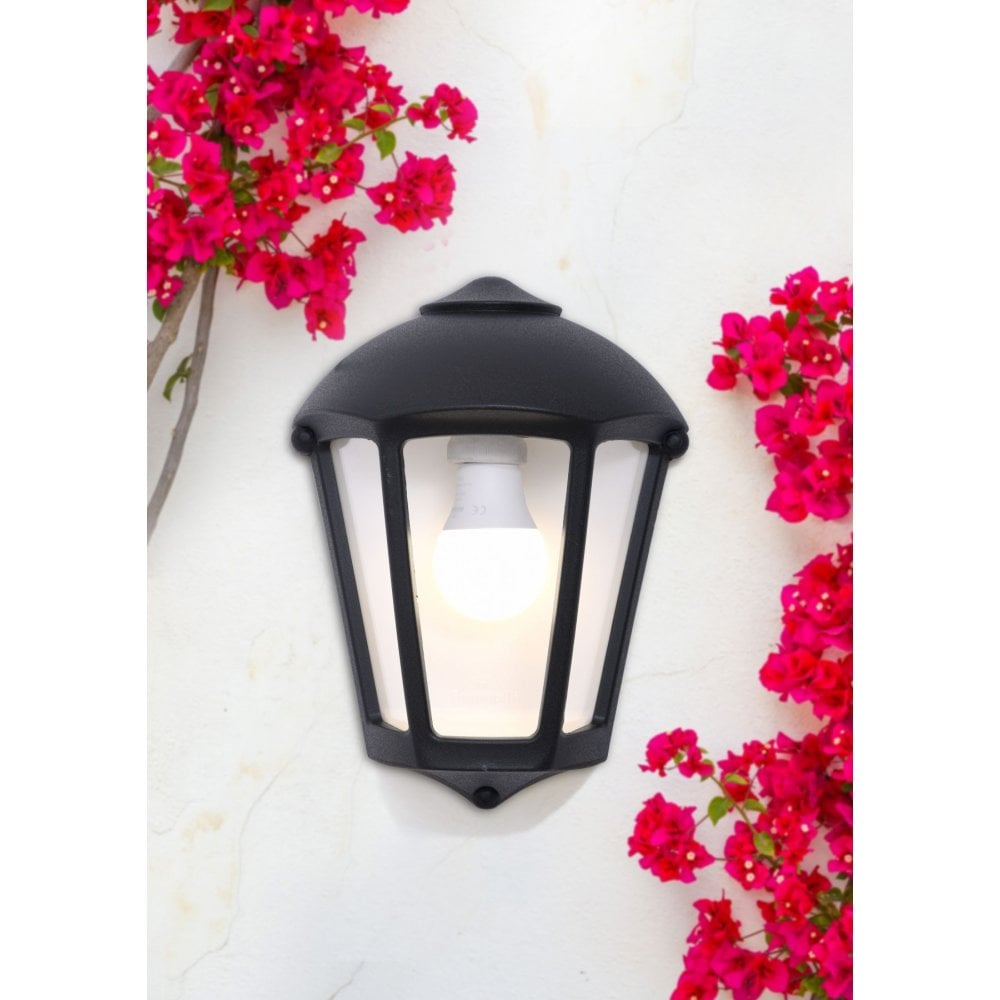 Fabio Half Wall Lantern in Black Finish