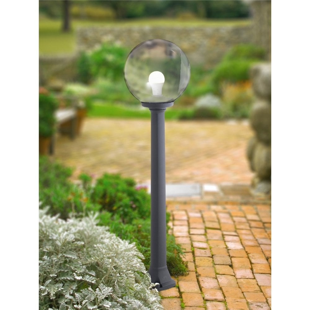 Giaffa Clear Globe Post Light in Black