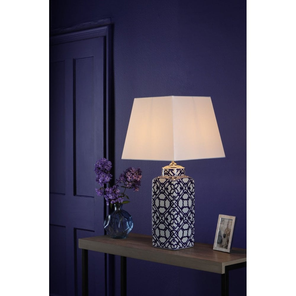 Mystic  Blue & White Base Only Table Lamp