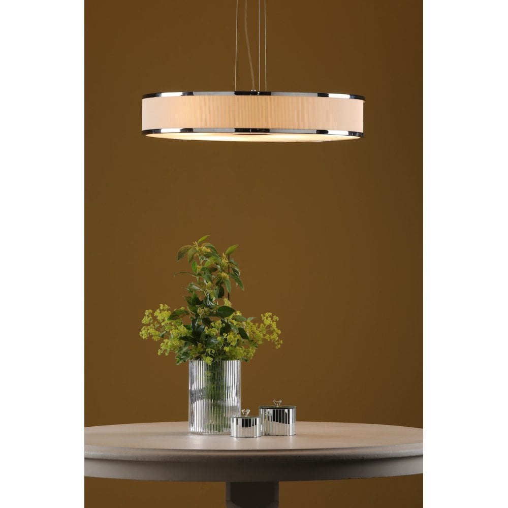 Alvaro 6 Light Pendant in Polished Chrome with Ivory Detail