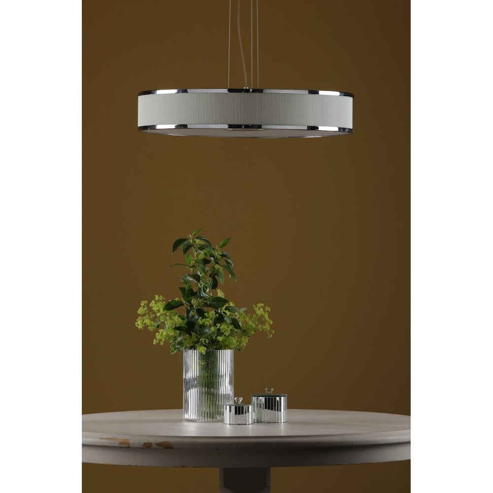 Alvaro 6 Light Pendant in Polished Chrome with Ivory Detail
