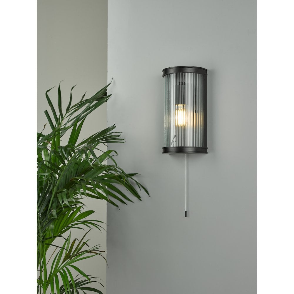 Anund Bathroom Wall Light in Matt Black IP44