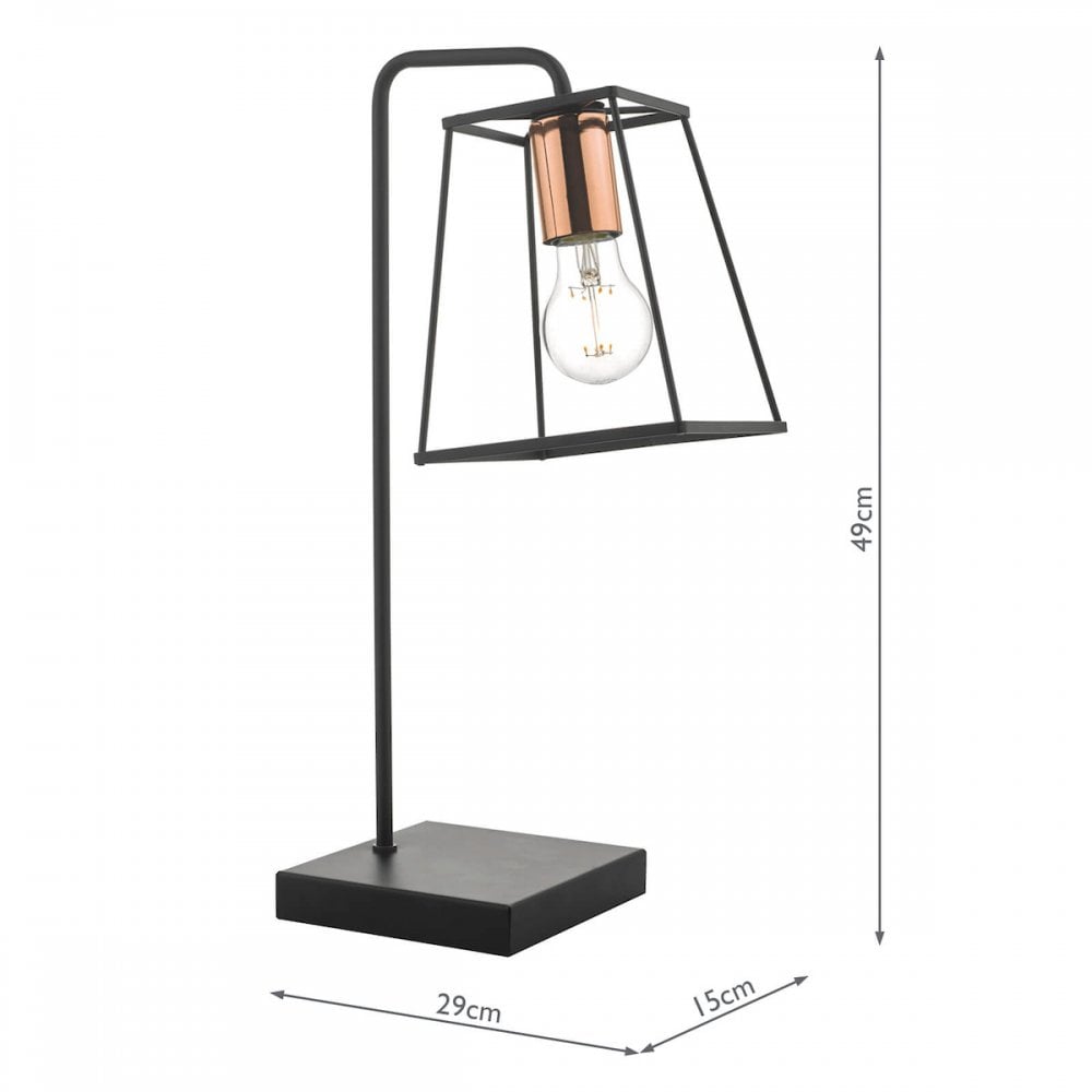 Tower Table Lamp in Black & Copper Finish