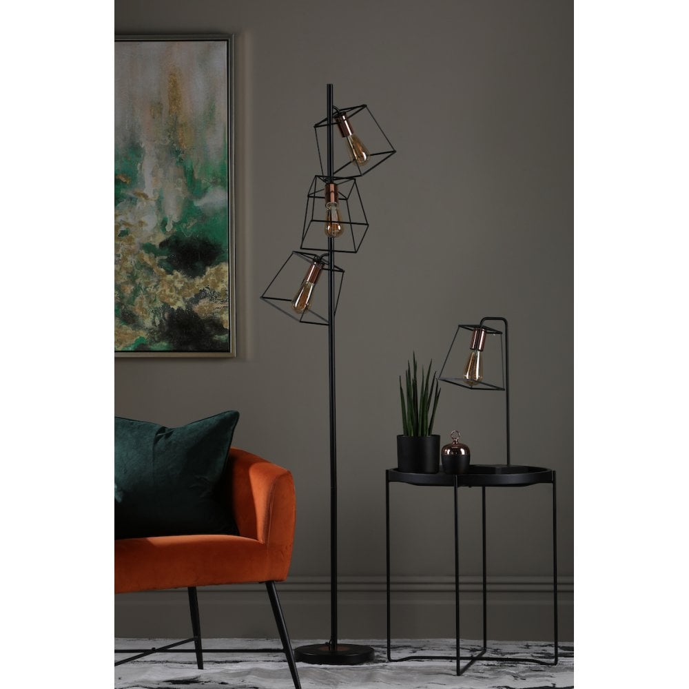 Tower Black & Copper Floor Lamp