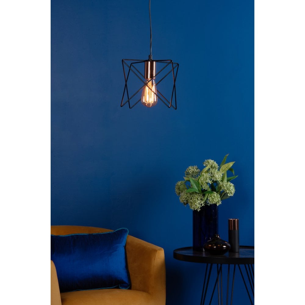 Midi Pendant in Matt Black & Bright Copper