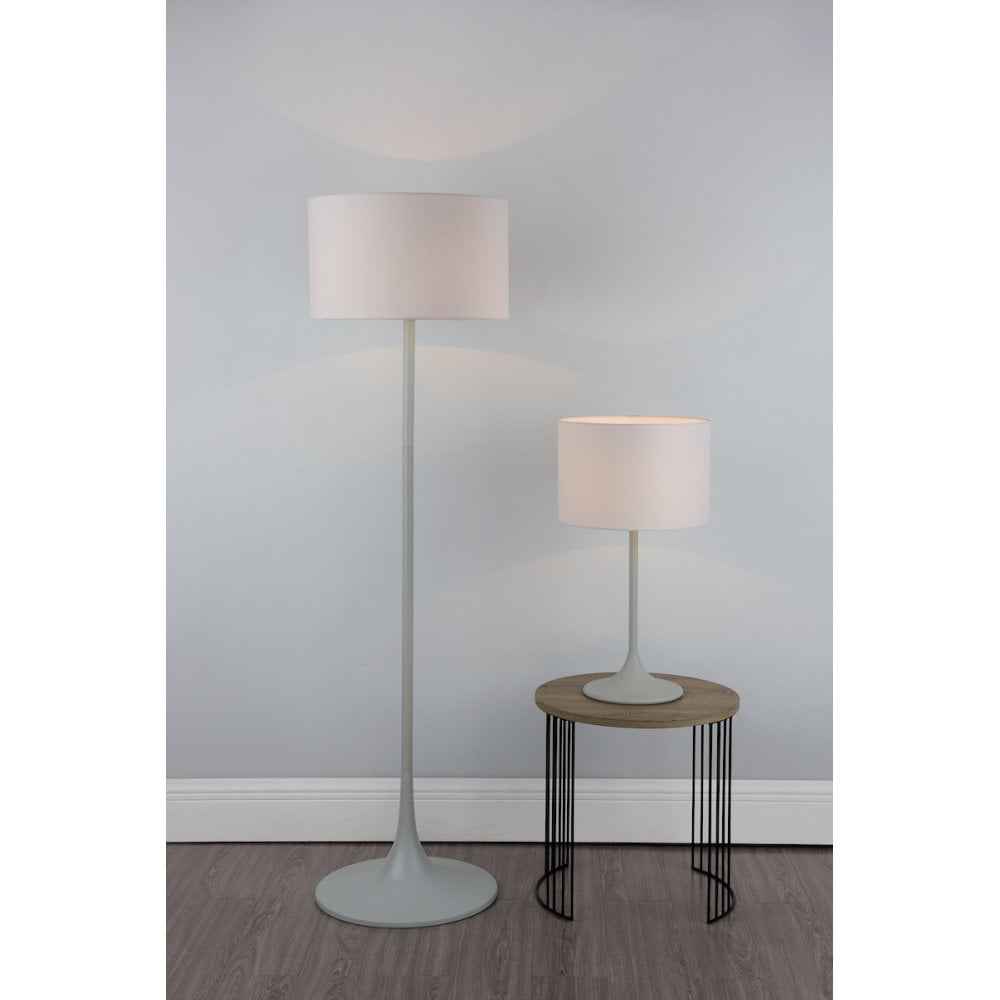 Funchal Grey Floor Lamp C/W Shade