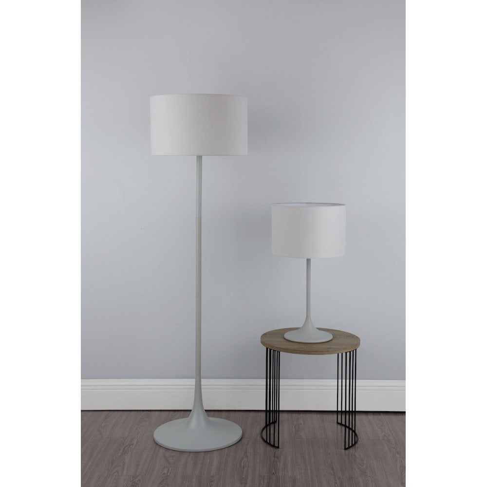 Funchal Grey Floor Lamp C/W Shade