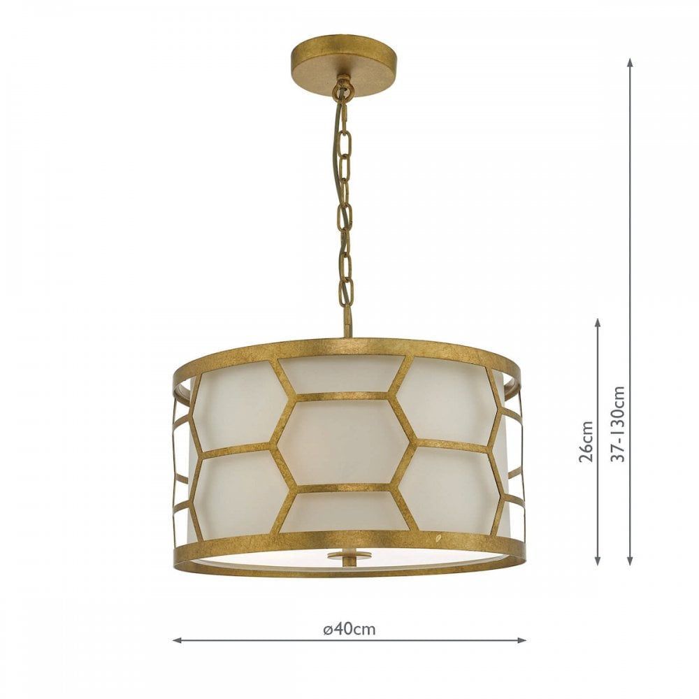 Epstein 3 light Pendant Gold with Ivory Shade