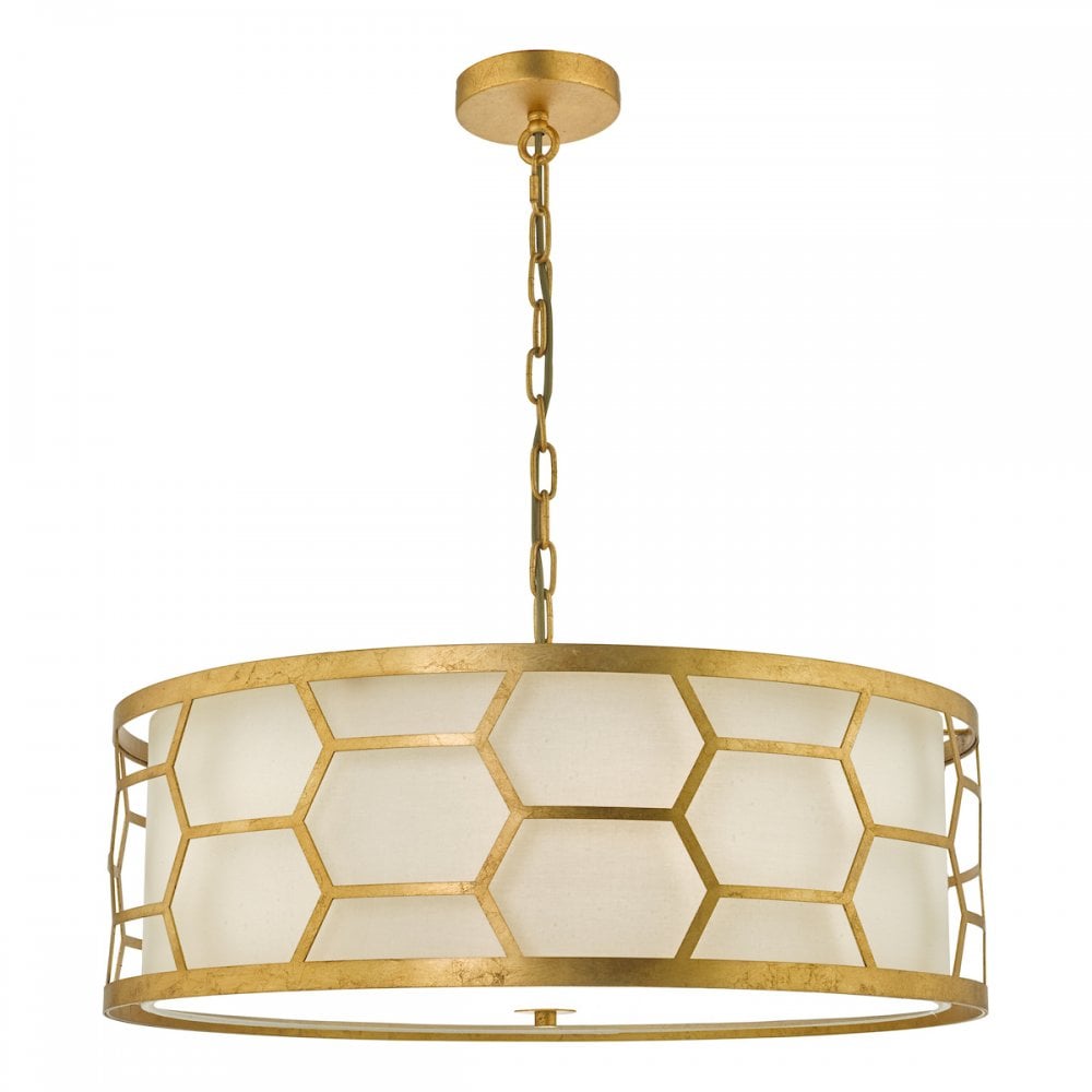 Epstein 4 light Pendant Gold with Ivory Shade
