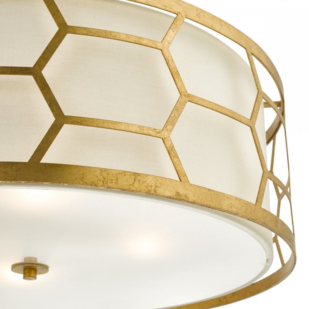 Epstein 4 light Pendant Gold with Ivory Shade