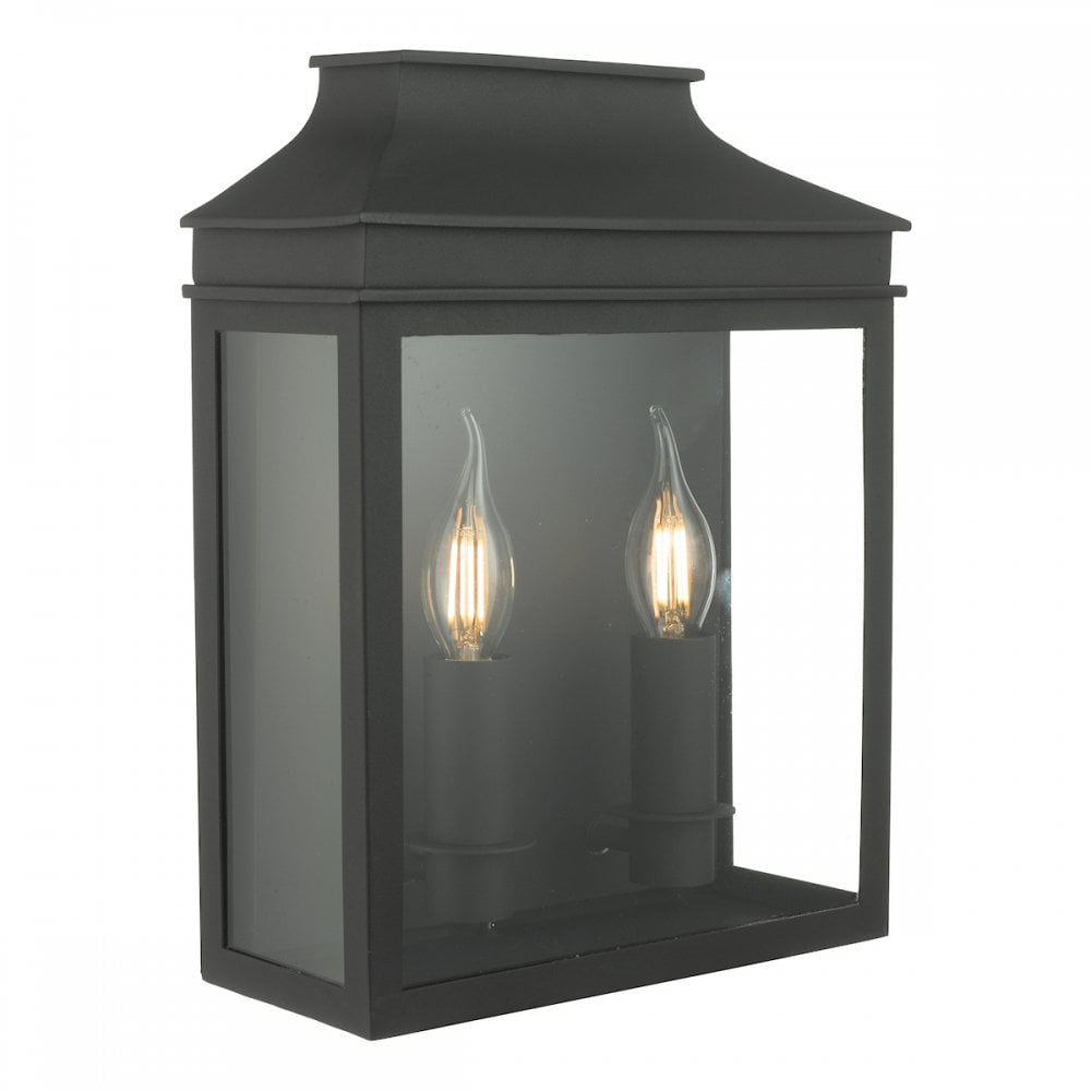 Vapour 2 Light Matt Black Lantern IP44