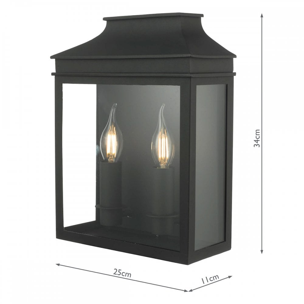 Vapour 2 Light Matt Black Lantern IP44