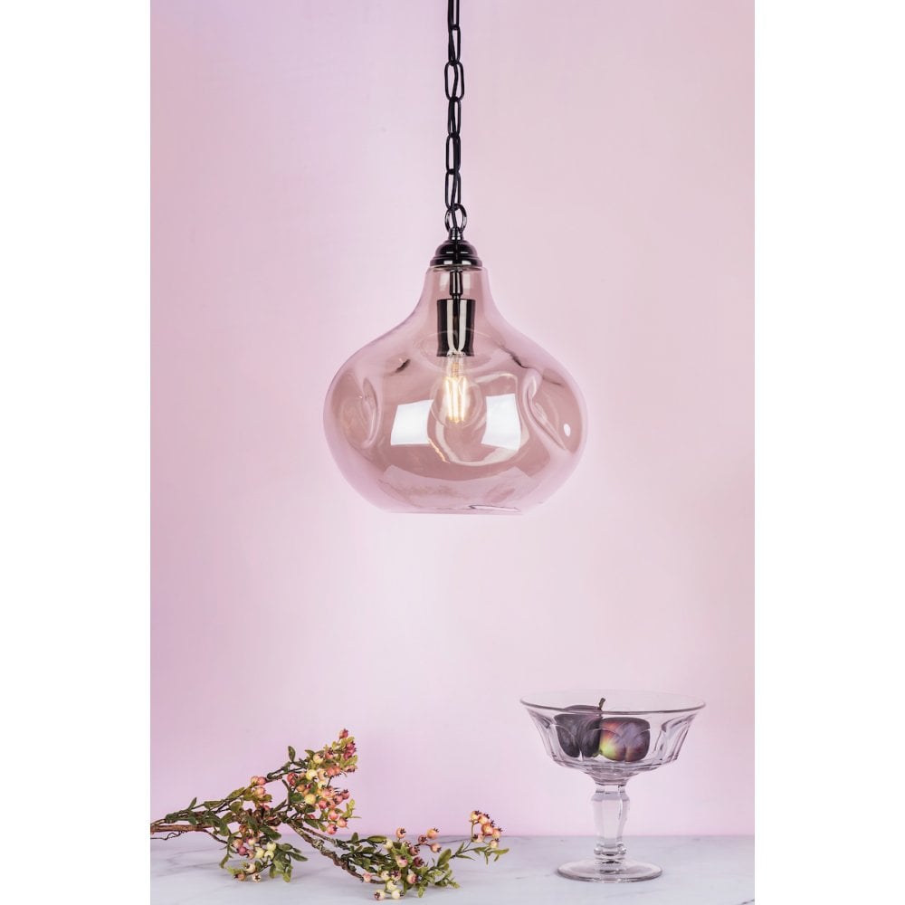 Esarosa Black Chrome And Smoked Glass Pendant