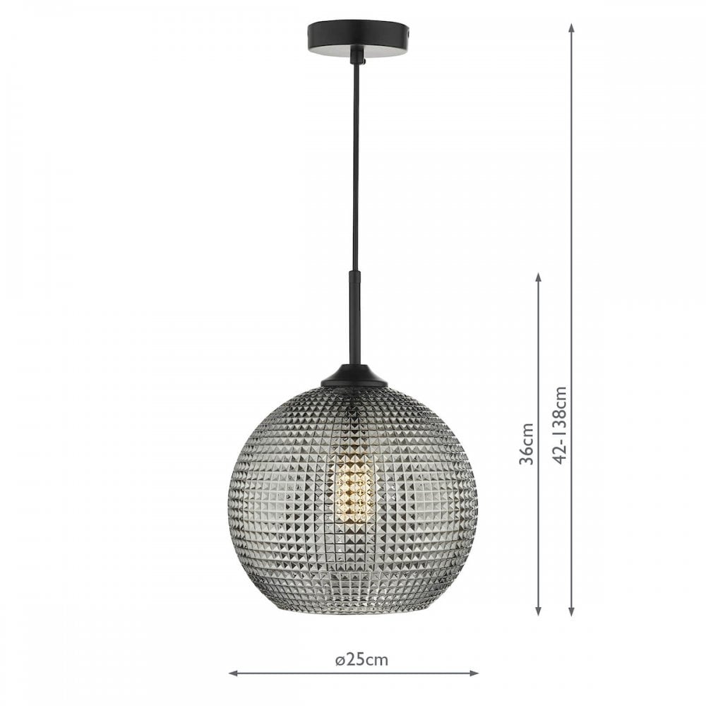 Soren Pendant Black and Smoked Textured Glass