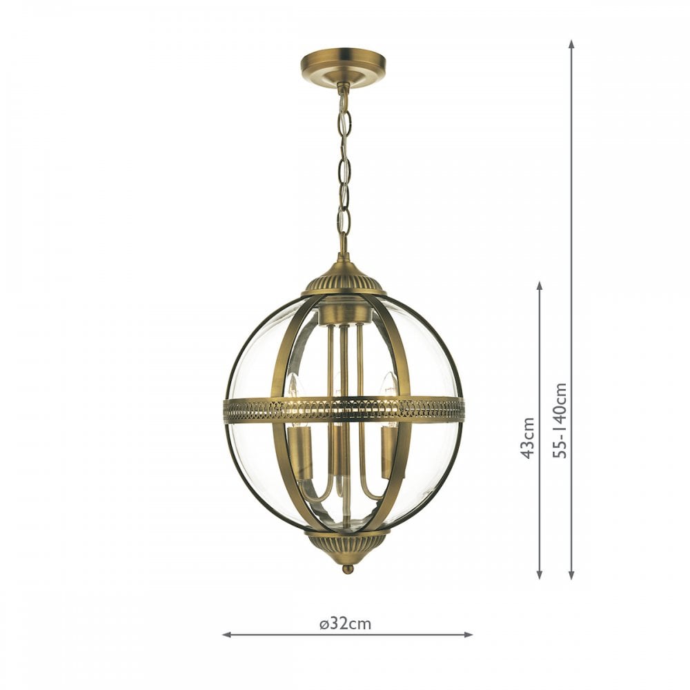Vanessa 3 Light Pendant in Polished Nickel & Glass