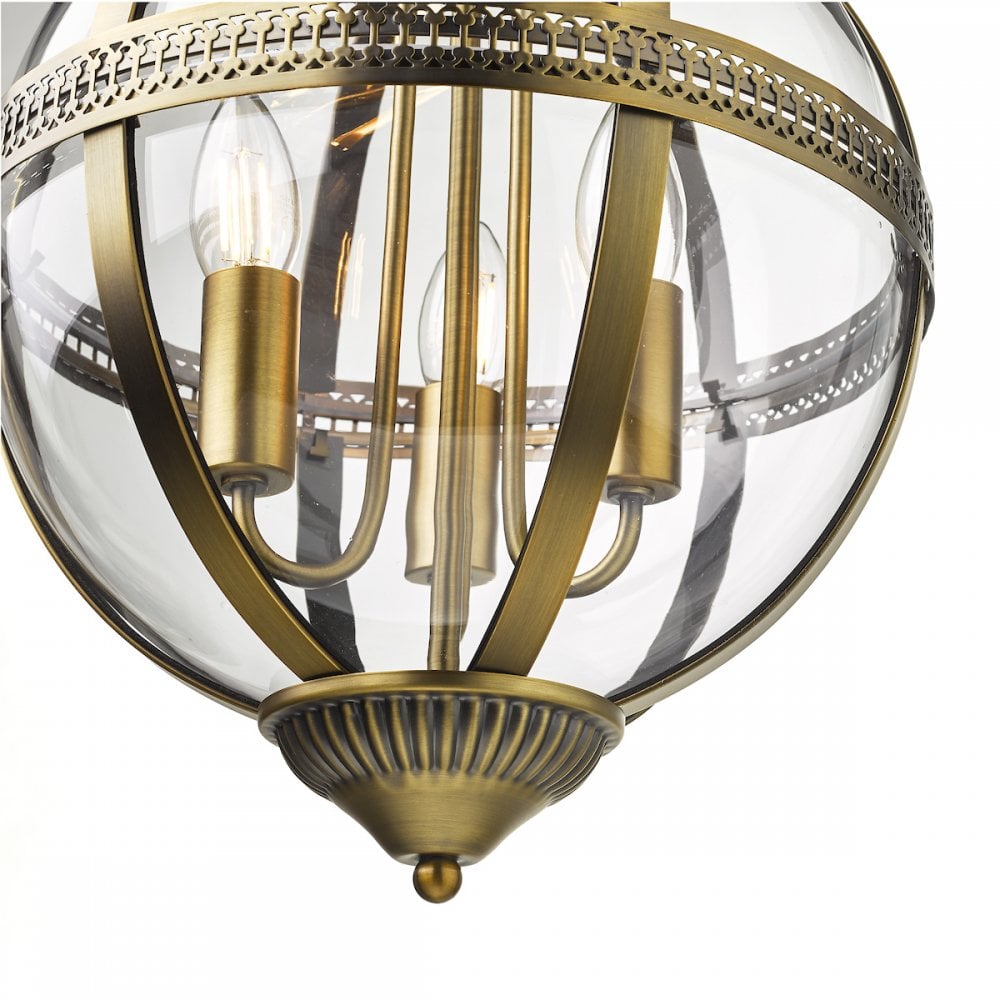 Vanessa 3 Light Pendant in Polished Nickel & Glass