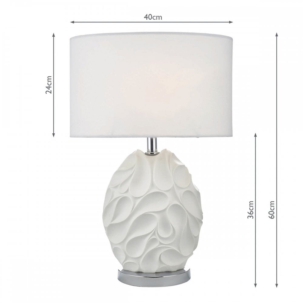 Zachary Oval Shaped Table Lamp in White Finish C/W Shade