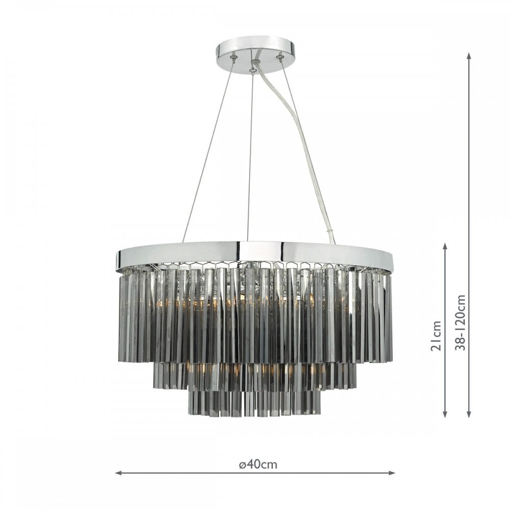 Giovana 5 Light Pendant Polished Chrome & Smoked Glass