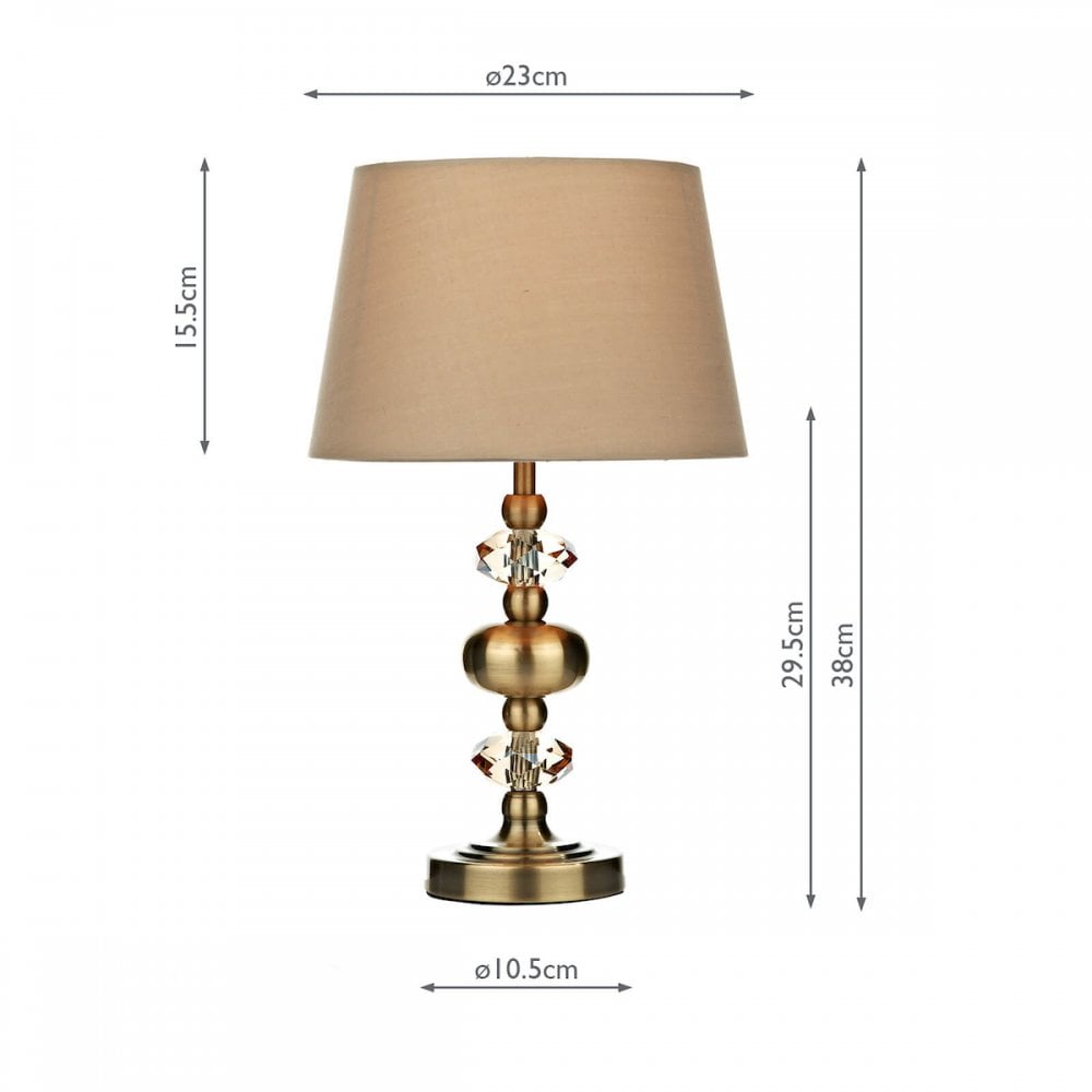 Edith Touch Table Lamp Antique Brass complete with Shade