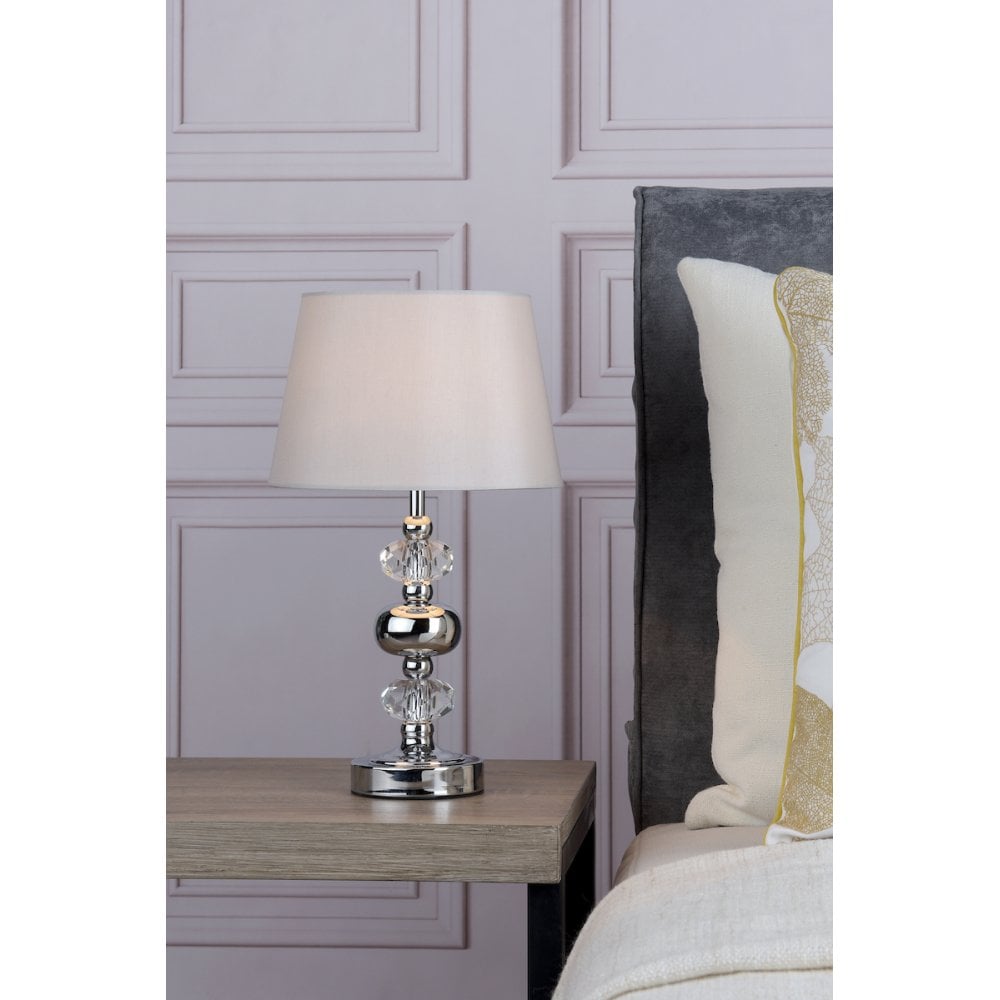 Edith Touch Table Lamp Polished Chrome complete with Shade