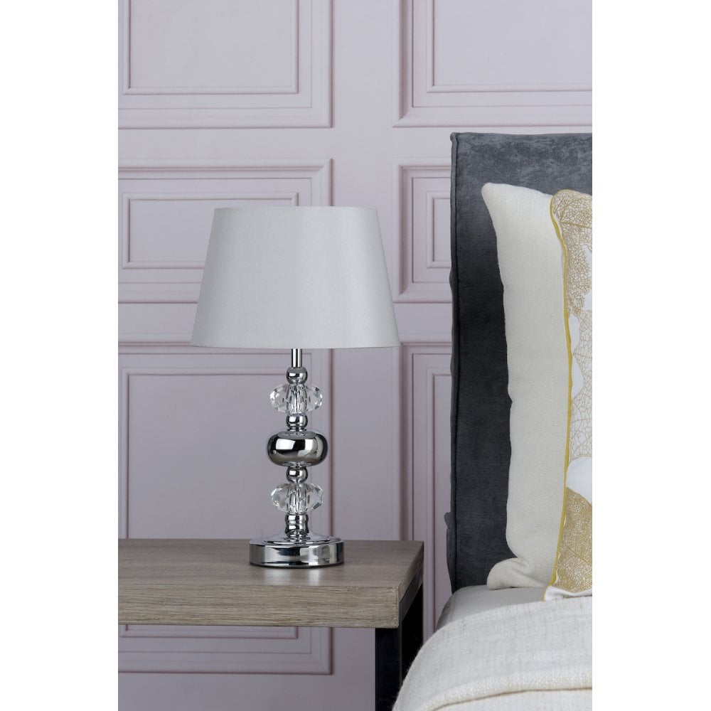 Edith Touch Table Lamp Polished Chrome complete with Shade