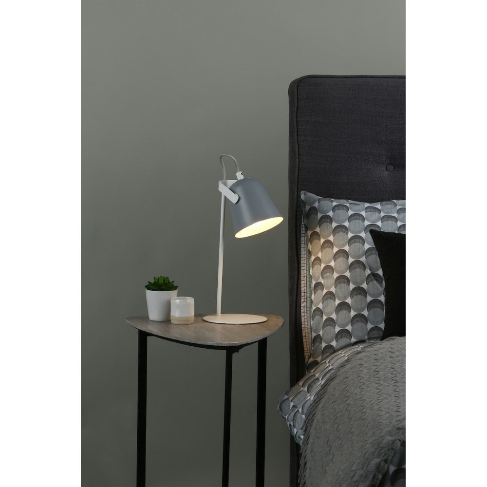 Effie Table Lamp Soft Matt Grey and White