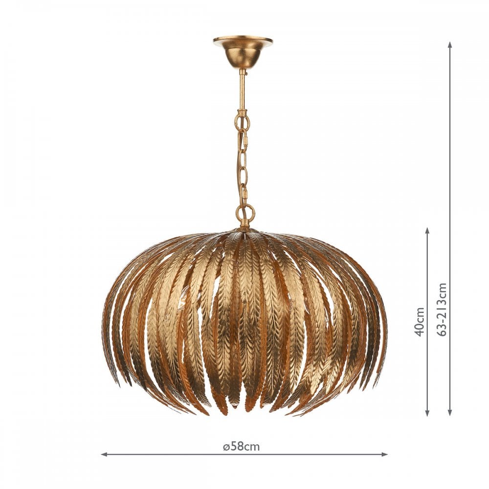 Atticus 5-Light Gold Leaf Patterned Pendant