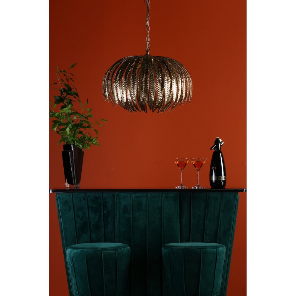 Atticus 5-Light Gold Leaf Patterned Pendant