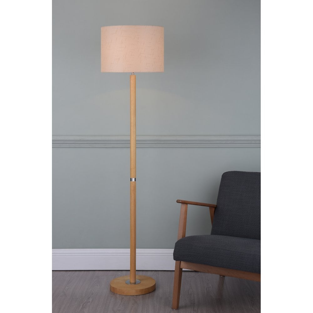 Avenue Light Wood Finish Floor Lamp With Shade
