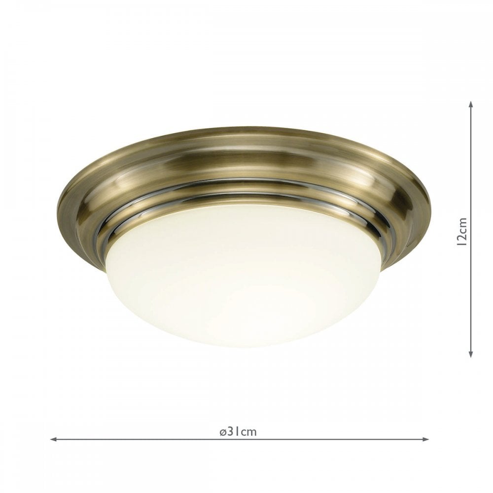 Barclay Small Flush IP44 Antique Brass