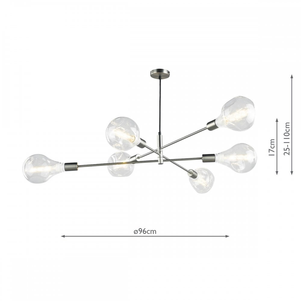 Alana 6 Light Pendant Satin Chrome