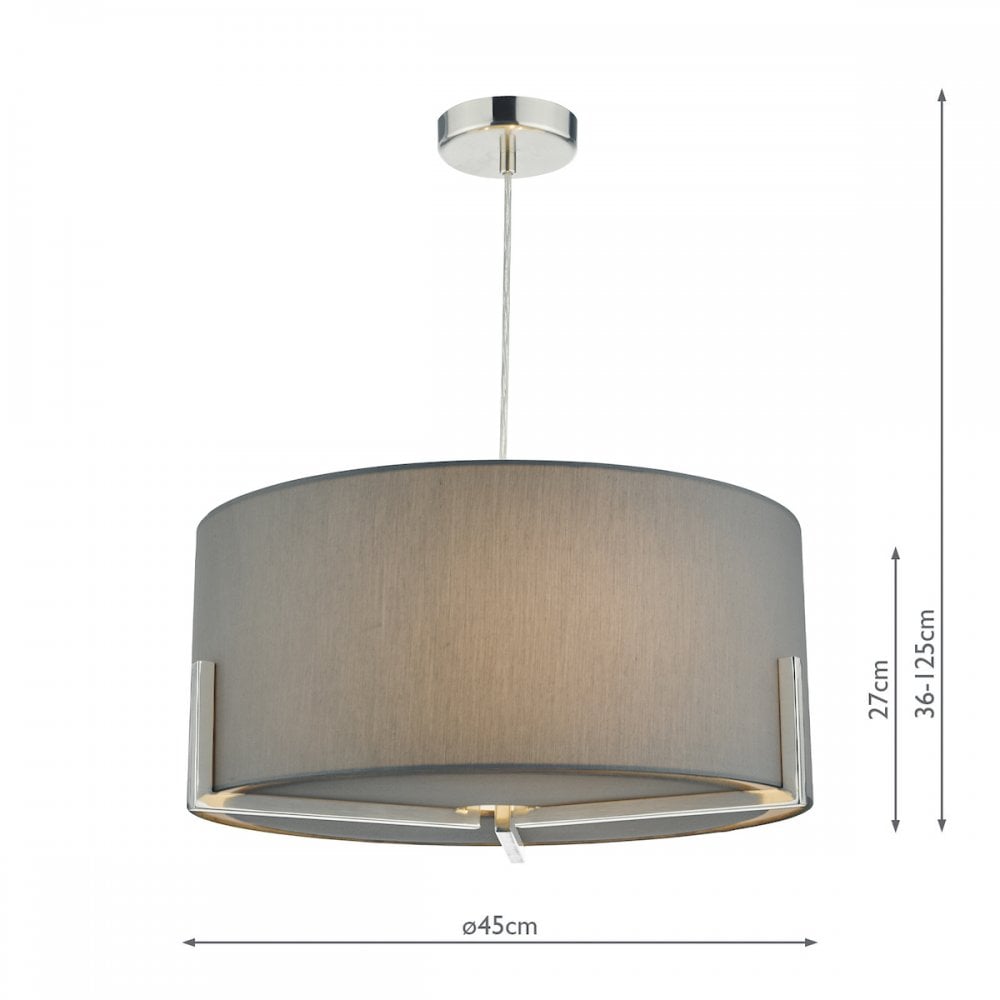 Santino Chrome Pendant C/W Grey Shade