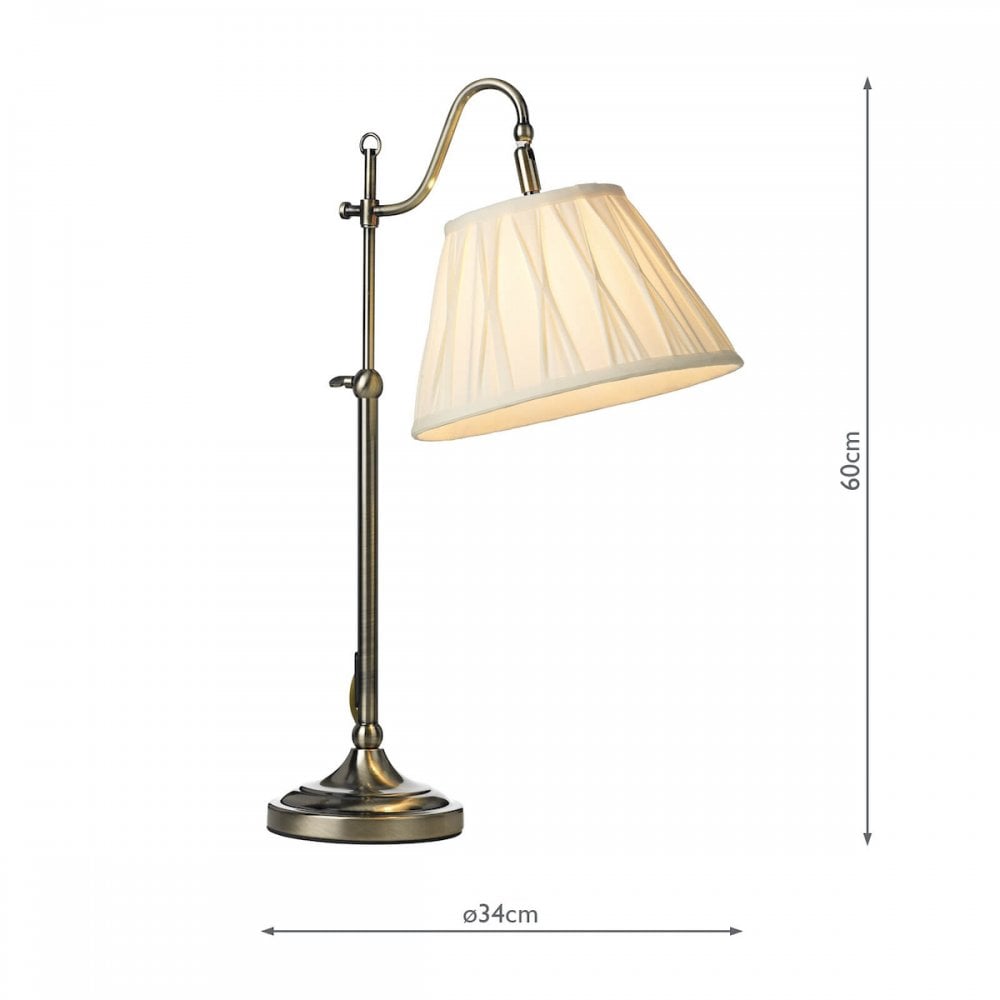 Suffolk Table Lamp in Antique Brass C/W Cream Shade