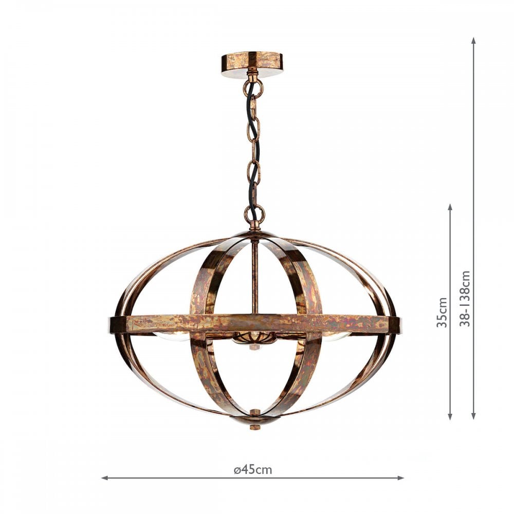 Smybol 3 Light Pendant in Petrol Copper Finish