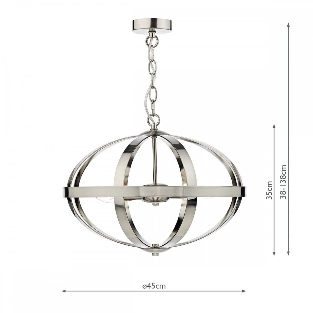 Smybol 3 Light Pendant in Satin Chrome Finish