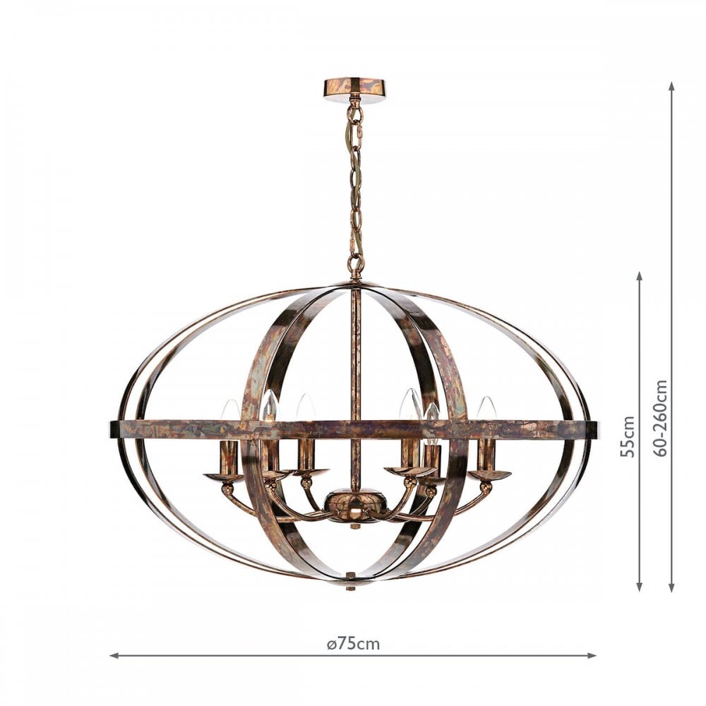 Smybol 6 Light Pendant in Petrol Copper Finish