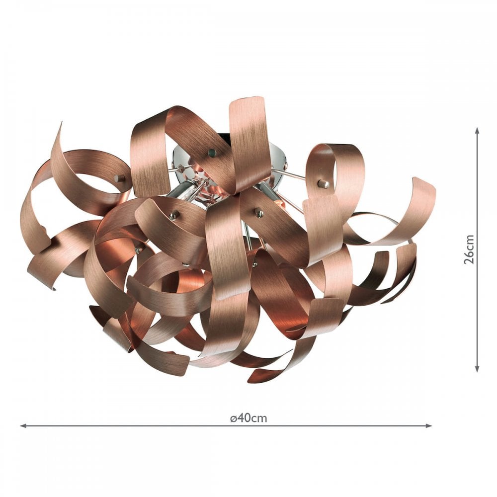 Rawley 4 Light Flush Fitting in Brushed Copper