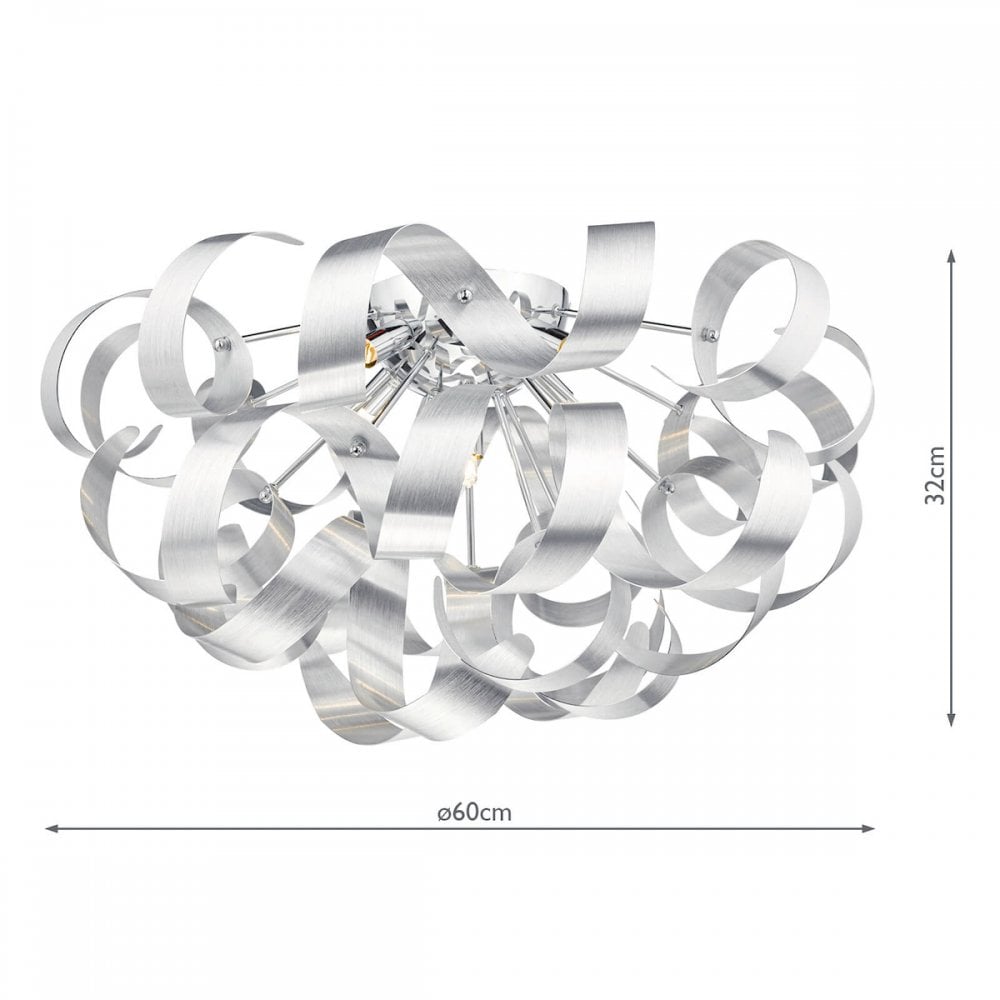 Rawley 5 Light Flush Fitting in Brushed Aluminium