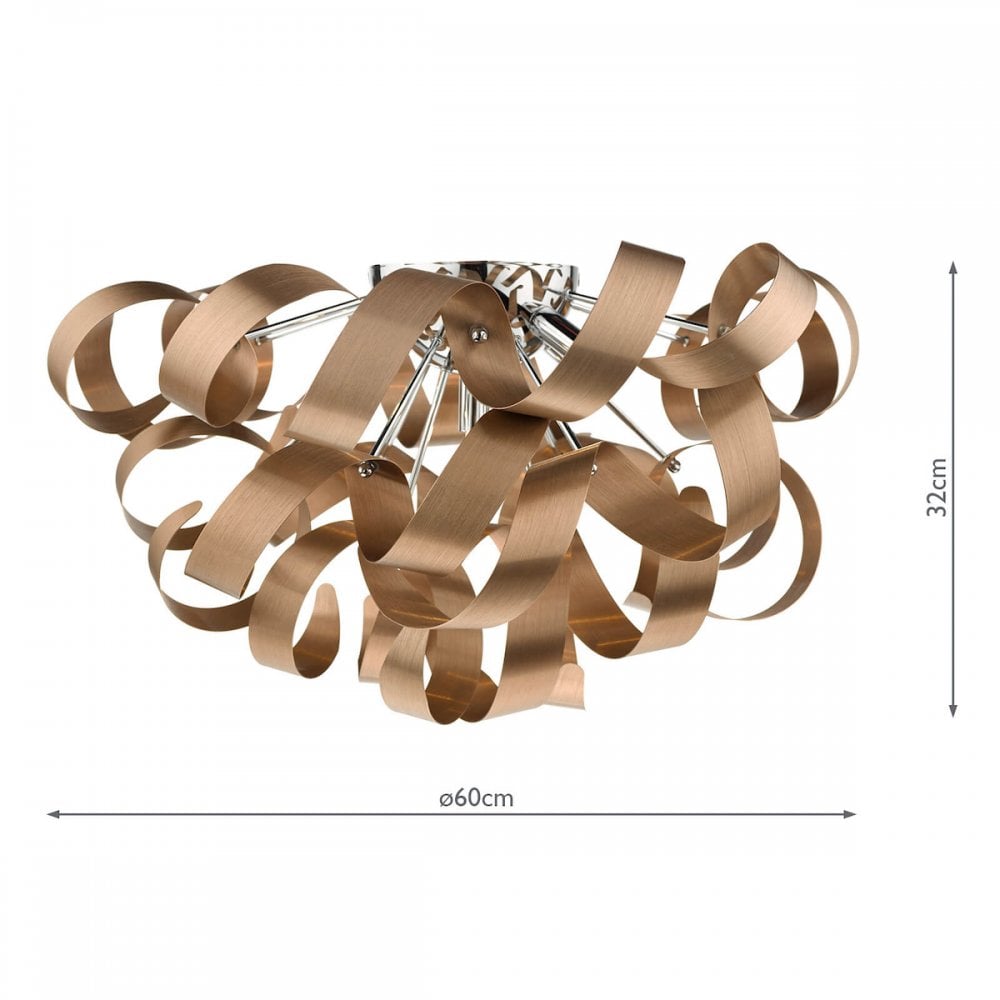 Rawley 5 Light Flush Fitting in Brushed Copper