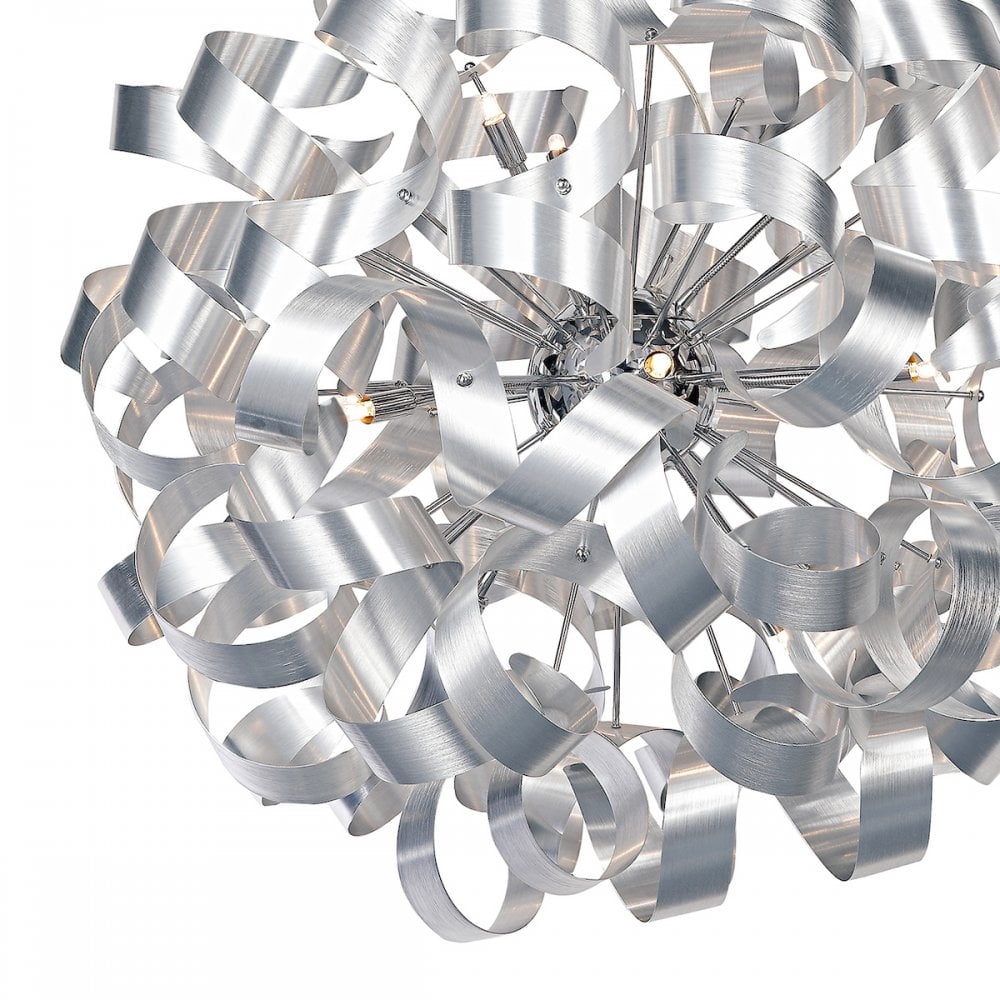 Rawley 12 Light Ribbon Pendant in Brushed Aluminium