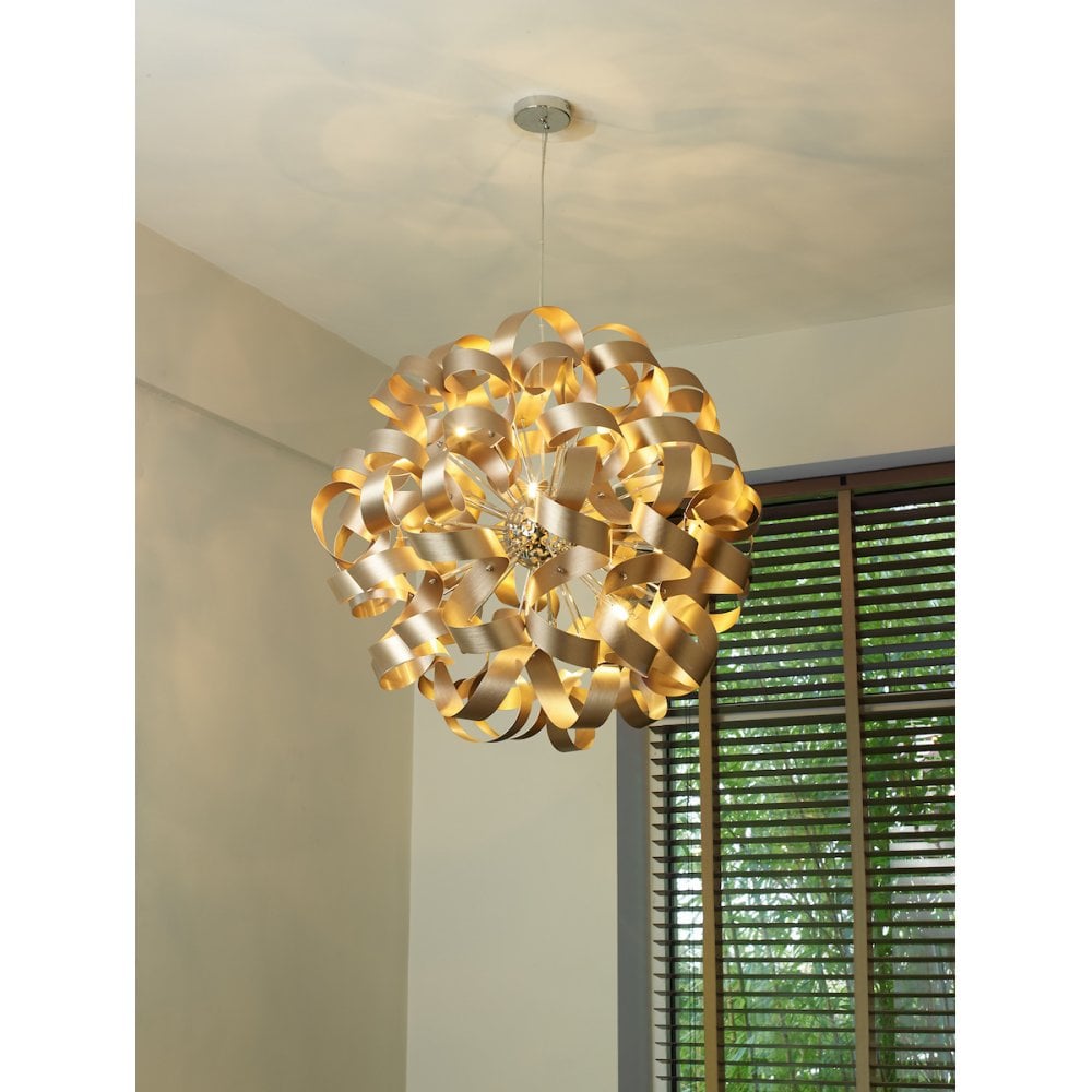 Rawley 12 Light Ribbon Pendant in Brushed Copper