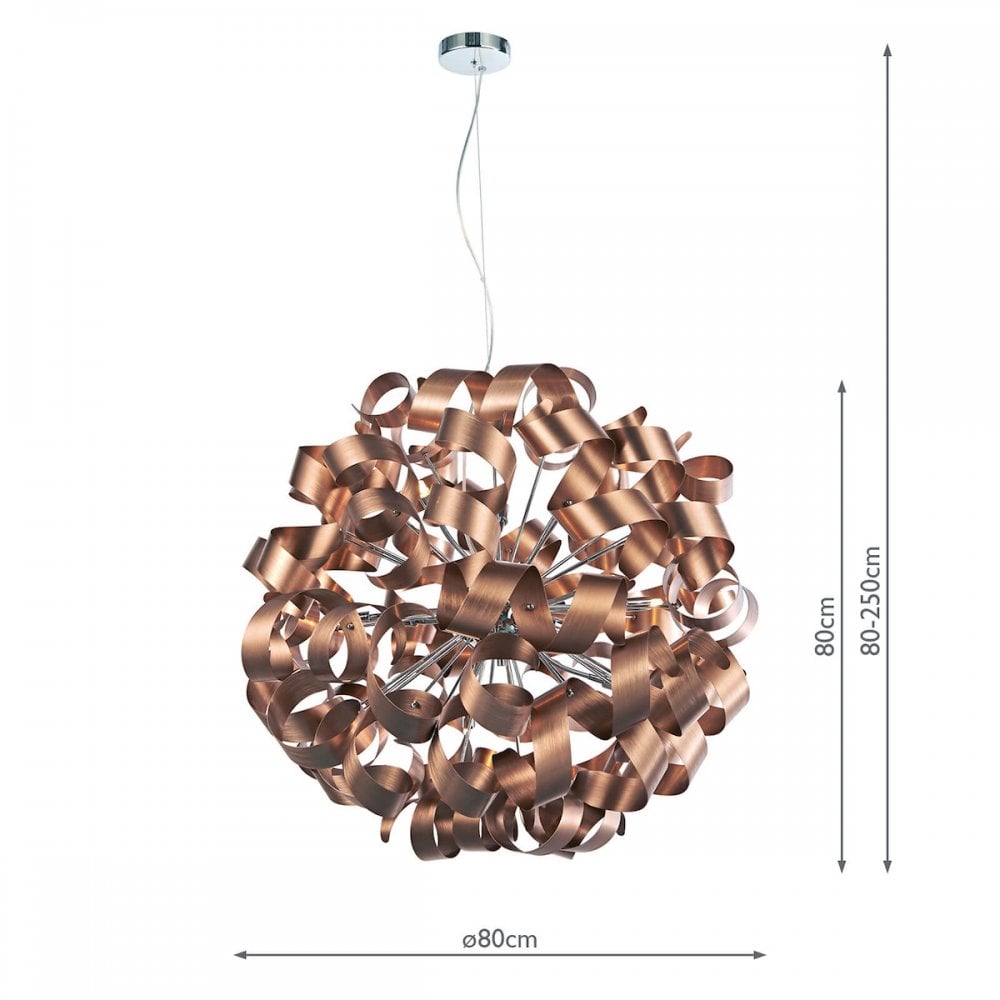 Rawley 12 Light Ribbon Pendant in Brushed Copper