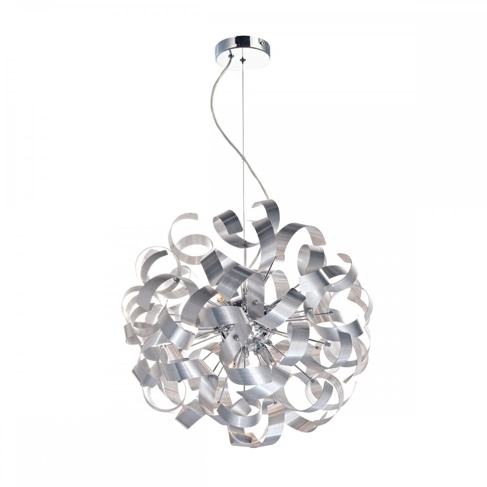 Rawley 9 Light Ribbon Pendant in Brushed Aluminium
