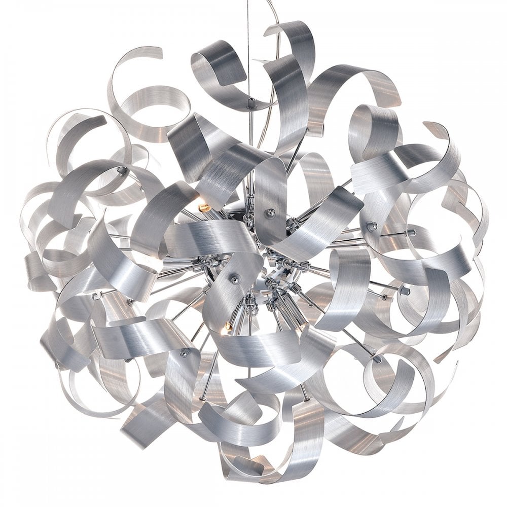 Rawley 9 Light Ribbon Pendant in Brushed Aluminium