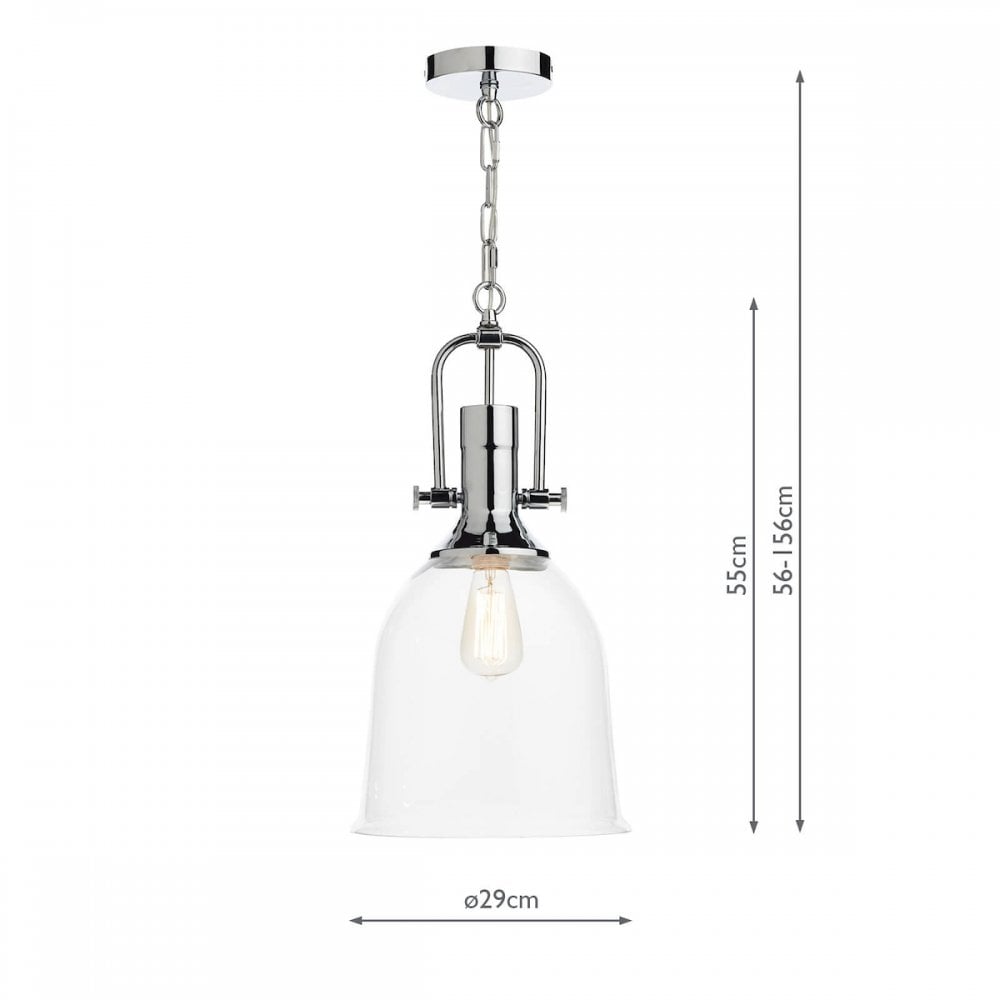 Nolan Polished Chrome Pendant with Clear Glass